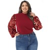 Anna-Kaci Women's Plus Size Sequin Sweatshirt Mock Neck Pullover Long Lantern Sleeve Glitter Party Tops - 3 of 4