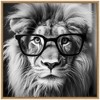 Kate & Laurel All Things Decor 30"x30" Sylvie Lion in Reading Glasses Framed Canvas by The Creative Bunch Studio Natural - 2 of 4