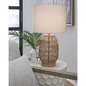 Signature Design by Ashley (Set of 2) Orenman Table Lamps Light Brown/Beige: UL Listed, Cotton/Polyester Shade - 1 of 4