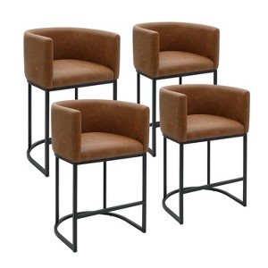 Vatros Counter Height Bar Stools Set, Modern Barrel Counter Stools with Backrest and Arms - 1 of 4