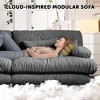 Aukfa Oversized 4 Seater Loveseat Sofa with 2 Ottomans,Chenille Comfy Cloud Couch with 2 Lumbar Pillows 2 Throw Pillows for Living Room,Gray - 4 of 4