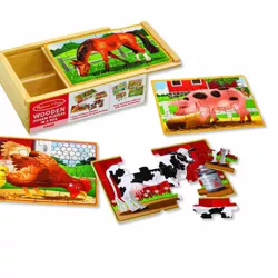 Melissa & Doug Farm 4-in-1 Wooden Jigsaw Puzzles in a Storage Box (48pc total)