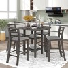 5-Piece Counter Height Dining Set,Wooden Dining Table With Storage Shelf And 4 Padded Chairs,Dining Set For Kitchen-Cuddlewood - 2 of 4
