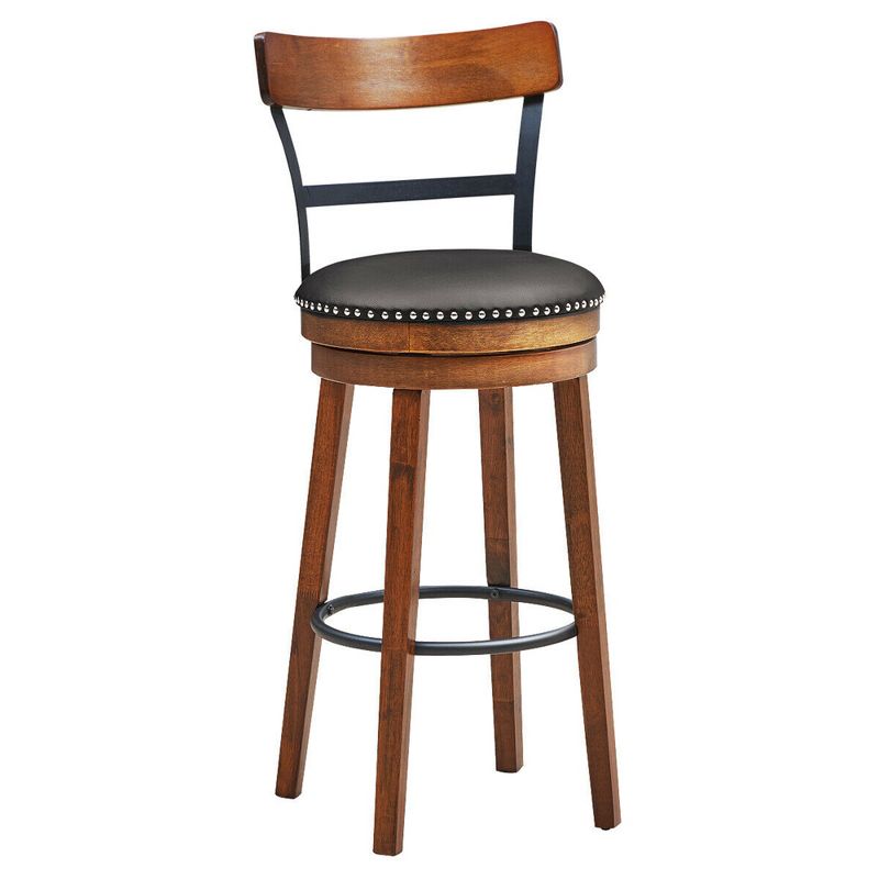 Costway Set of 2/4 BarStool 30.5'' Swivel Pub Height Dining Chair with Rubber Wood Legs, 5 of 11