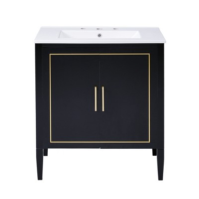 TiramisuBest 30 Inch Bathroom Vanity with Ceramic Basin, Modular Sectional Sofa with Storage, Sideboard Buffet Style Design for Living Room