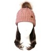 Wrapables Cable Knit Faux Fur Pom Pom Beanie, Mommy & Me Set Pink - image 3 of 4