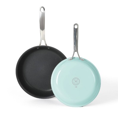 Martha Stewart Lockton 2pc (10" and 12") Frying Pan Set Blue: Aluminum Nonstick Cookware, Smooth Surface & Gas Compatible