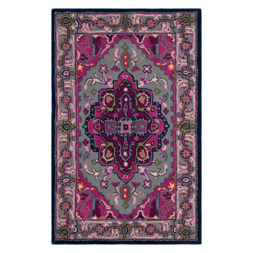  Medallion Accent Rug Gray/Pink