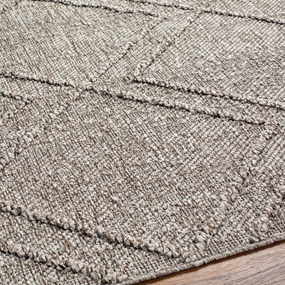 Gray Geometric Hand-knotted Synthetic Fur Rug 2'3" x 3'9"