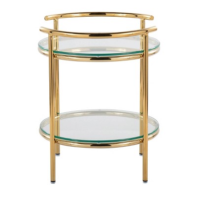 Rhonda Gold Metal and Clear Glass Round Side Table