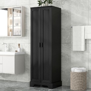 ACEPANO 71.2 in. H MDF Double-Door Storage Cabinet with Adjustable Shelves for Bathroom & Office-Black - 1 of 4