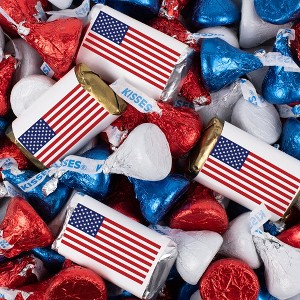 128 Pcs Patriotic Candy Red, Silver & Blue Hershey's Chocolate Mix (1.58 lb) - By Just Candy - 1 of 4