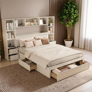 Merax Pine Wood Platform Bed with All-In-One Storage - 1 of 4