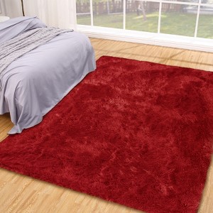 Fluffy Shaggy Rug: Tie-Dyed Furry Non-Shedding Plush Rug – Fuzzy Accent Carpet for Living Room, Bedroom | Soft Feet-Friendly Home Decor Floor Cover - 1 of 4