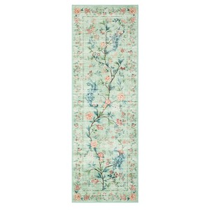 Washable Modern Living Room Rugs with Peacock & Floral Print, Soft Non Slip Bedroom Carpet, Low Pile Dining Room Rugs - 1 of 4