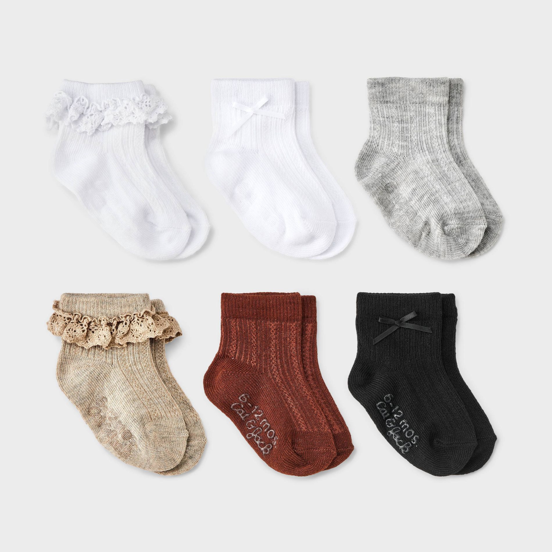 Toddler Girls' 6pk Ruffle Bow Ankle Socks - Cat & Jack™