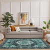 Vintage Area Rug Washable Medallion Floor Mats, Non-Slip Oriental Distressed Accent Rug, Non-Shedding Low Pile Indoor Carpet, Easy Cleaning - 2 of 4