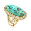 Ross-Simons Mosaic Kingman Turquoise and 1.30 ct. t.w. White Topaz Ring in 18kt Gold Over Sterling - 3 of 4