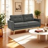 JUJABU 67.7'' Mid-Century Modern Tufted Loveseat Sofa with Wood Legs – Upholstered Fabric - 3 of 4