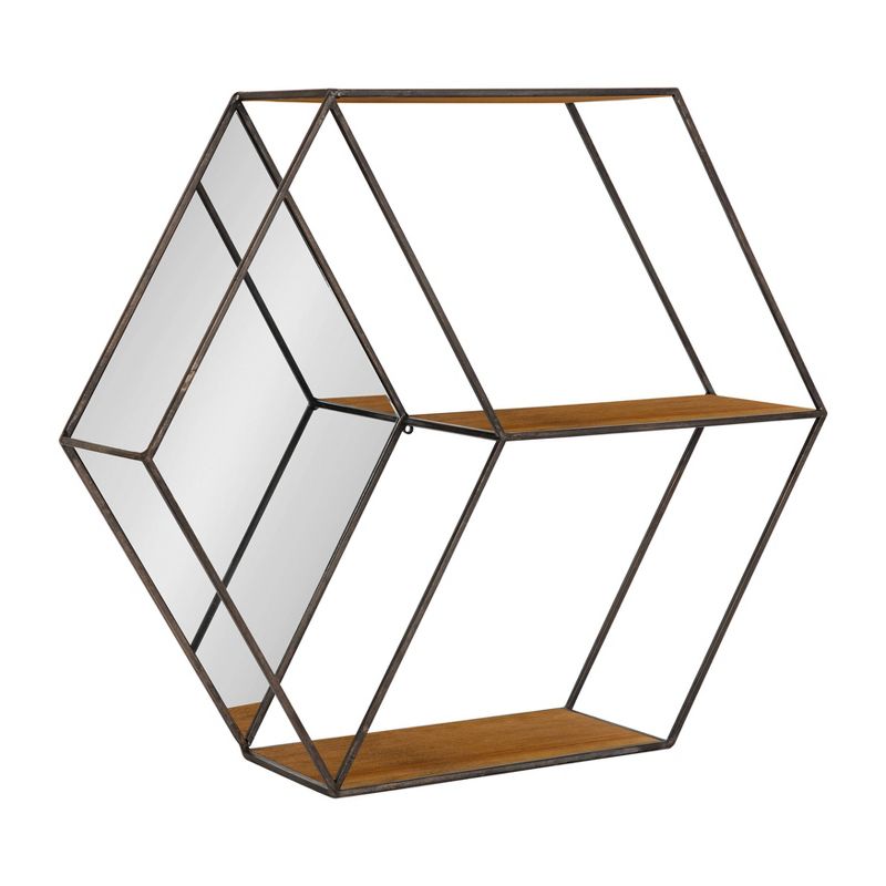 26" x 7" x 23" Lintz Hexagon Shelves with Mirror - Kate & Laurel All Things Decor, 1 of 7