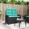 vidaXL Reclining Patio Bench with Cushions, Outdoor Garden Furniture, Adjustable Backrest, Weather-Resistant Poly Rattan, Black and Turquoise - 2 of 4