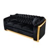 84'' Velvet Luxury Tufted 3-Seater Sofa with Gold Stainless Steel Accents for Living Room - 3 of 4