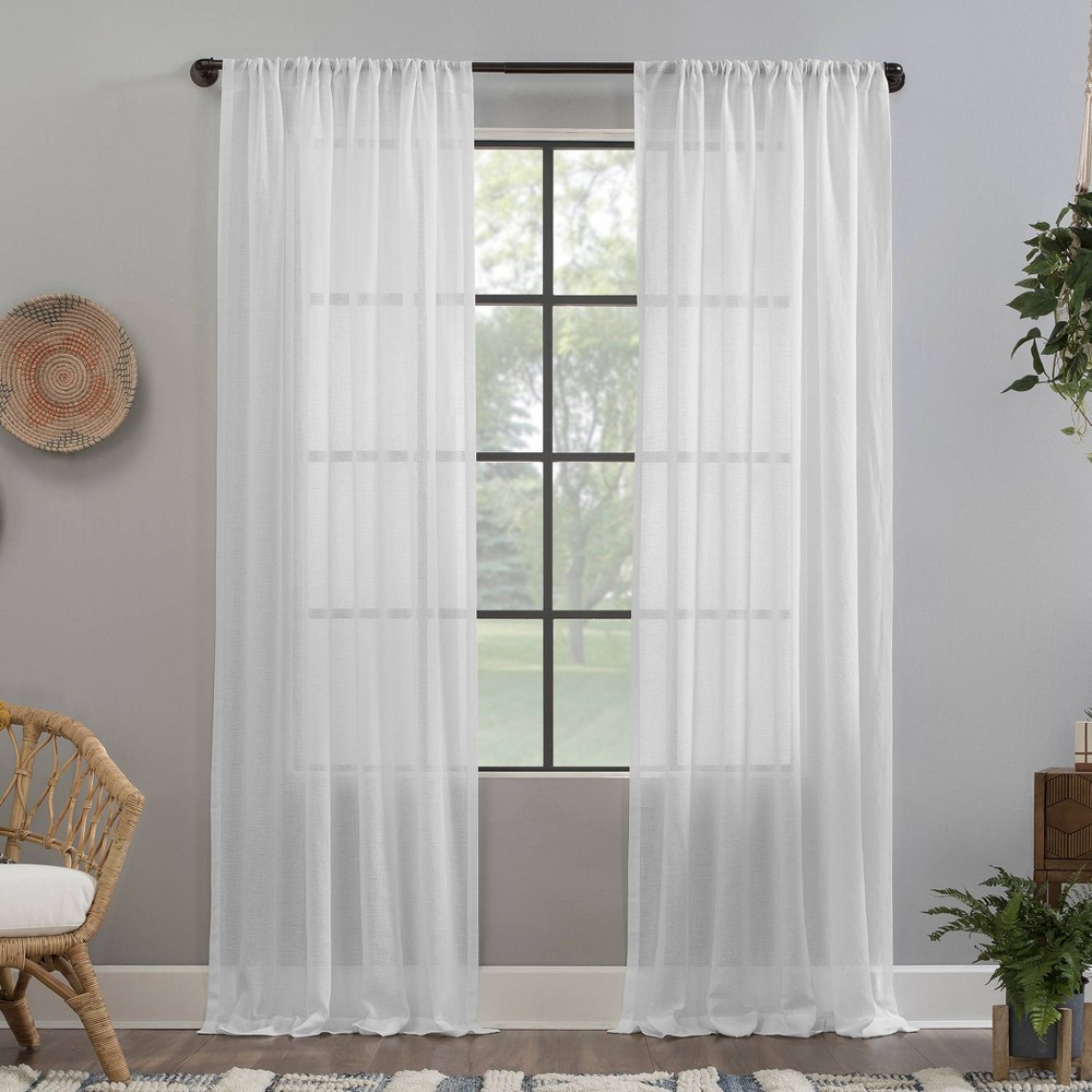 Photos - Curtains & Drapes 84"x52" Crushed Texture Anti-Dust Sheer Curtain Panel White - Clean Window