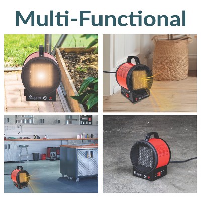 Portable Red Ceramic Electric Space Heater with Auto Shut-Off