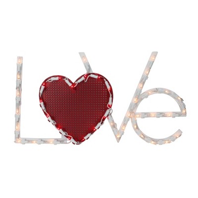 Northlight 17" Lighted White and Red "LoVe" with Heart Valentine's Day Window Silhouette Decoration