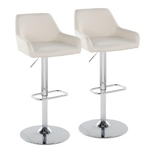 30" Contemporary Swivel Adjustable Barstool with Padded Back and Rounded T Footrest for Kitchen or Home Bar, Set of 2 - 1 of 4