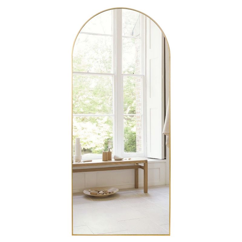 Muse Large Arch Mirror Full Length,71X24 Arched Mirror Oversize Rectangle With Arch-Crowned Top with Aluminum Frame Leaning Floor Mirrors-The Pop Home, 3 of 10