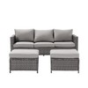 Sonkuki 3-Seater Patio Sofa Set Brown/Gray Rattan with Ottomans - 2 of 4