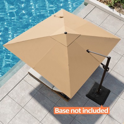 Pellebant 10.5FT Square Cantilever Umbrella Outdoor 360 Degree Rotation Offset Umbrella 6 Heights Adjustable Cantilever Patio Umbrella