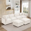 GDFStudio Oshan 130.71" Modern 4-Seater Wooden Chenille Upholstered Sectional Sofa with Movable Ottomans - 2 of 4