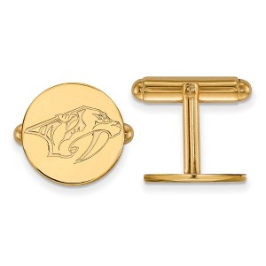 Black Bow Jewelry 14k Yellow Gold Plated Sterling Silver Nashville Predators NHL Cuff Links - 1 of 3