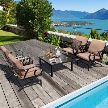 Tangkula 5pcs Outdoor Patio Furniture Set With 50,000 Btu Propane
