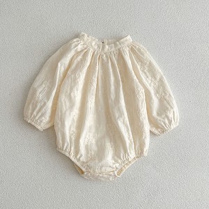 MyKids-USA Simple Solid Floral Baby Round Neck Onesies OR Girls Dress - 1 of 4
