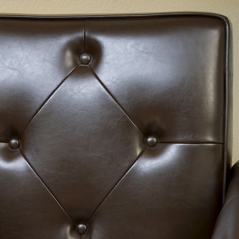 Isaac Tufted Brown Leather Club Chair -Chocolate Brown - Christopher Knight Home, 4 of 6