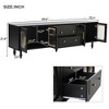VYNXARIA Retro Design TV Stand with Fluted Glass Doors for TVs Up to 78in, Practical Media Console with 2 Drawers and Cabinets, Black - 4 of 4