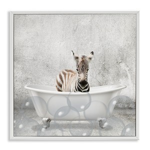 Stupell Industries Baby Zebra Bath Time, 12" x 12" - 1 of 4