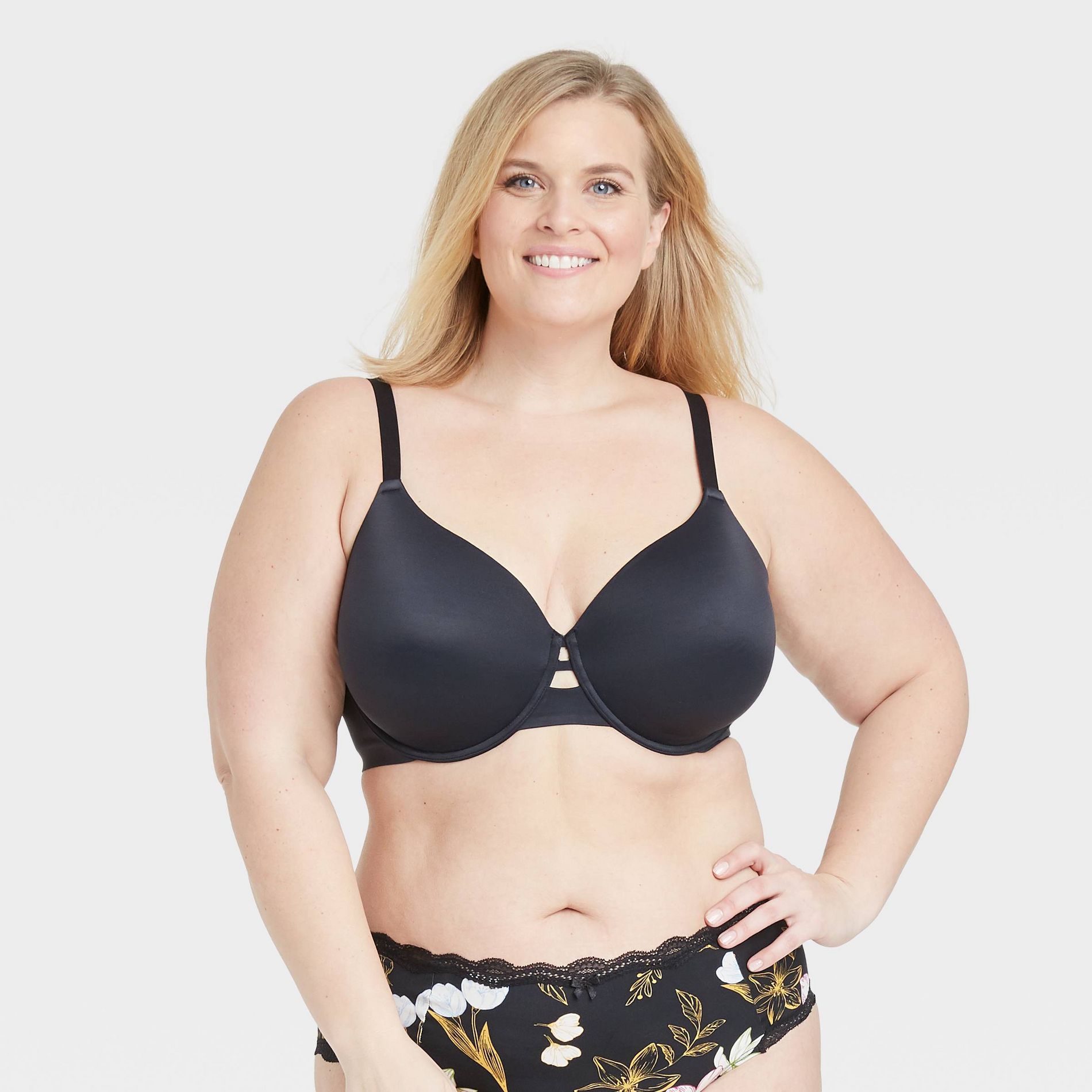 Women's Back Smoothing Bra - Auden™ Black 40DDD: Molded Cup, Underwire, Adjustable Strap