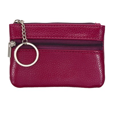 Unique Bargains PU Leather Change Purses Small Organizer Bags with Zipper Key Ring 4.5" x 3" 1 Pc