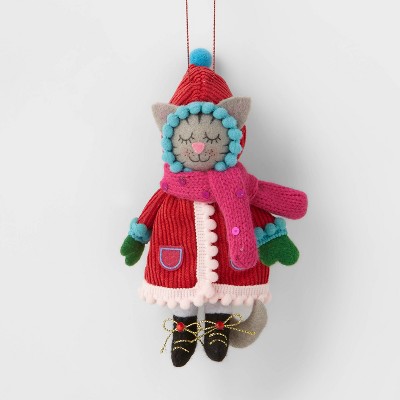 Cat with Red Coat and Pink Scarf Christmas Tree Ornament - Wondershop™