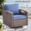 POCASSY 4 Piece Patio Furniture Set, Dark Brown Hand-Brushed Arms Swivel Glider Patio Chairs Set of 2 with Ottomans - 4 of 4