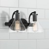 Possini Euro Design Sorren Modern Wall Light Sconce Matte Black Hardwire 13 1/4" 2-Light Fixture Clear Glass Shade for Bedroom Bathroom Living Room - 2 of 4