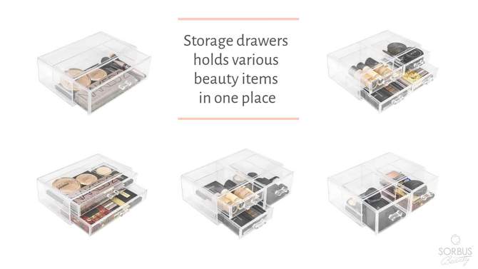 Sorbus Stackable Acrylic Drawers - Perfect for Organizing Makeup Palettes, Hair Accessories, Cosmetics & more, 2 of 8, play video