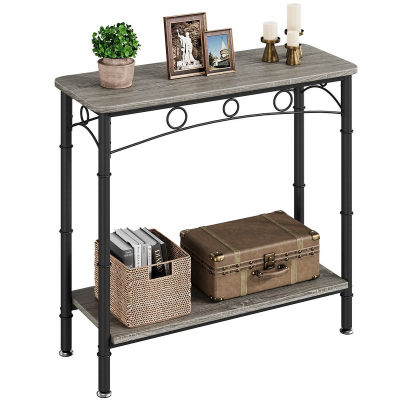 Small Console Table, 31.5" L x 11.8" W x 31.8" H Sofa Table with Storage, 2 Tier Behind Couch Table for Living Room, Entryway, Hallway, Foyer - Grey, 1 of 8