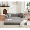 DIY Modular Convertible Sleeper Sofa Bed, 4-in-1 Foldable Sofa with Moveable Arms, Soft Foam Support Sofa with Corduroy Cushion-Coolbibila - 3 of 4
