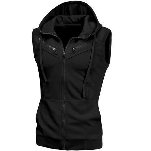 Relaxed Fit Sleeveless Hoodie - Black - Men