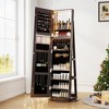 Vlsrka 360° Rotating Jewelry Cabinet with Lights, 63" Lockable Mirror Armoire Organizer Stand with Storage - 4 of 4